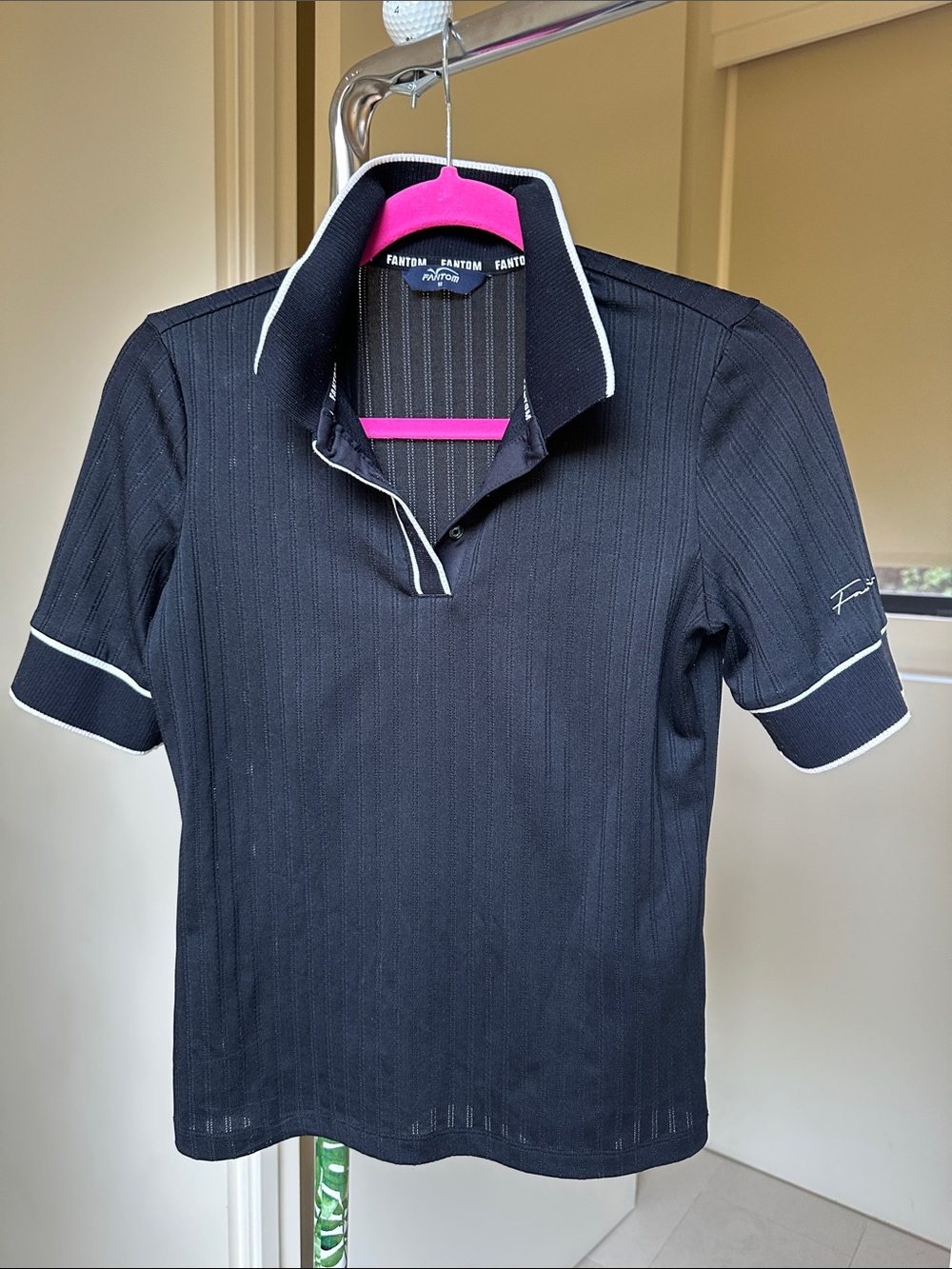 Black Short-Sleeve Polo with Contrast Trim